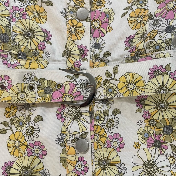 Baevely Floral Retro Denim Mini Dress Medium - Picture 5 of 9